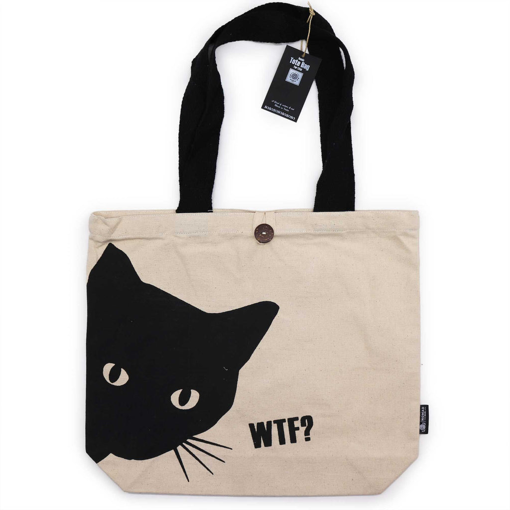 Iconic Classic Tote Bag with Black Cat Design for Daily Use