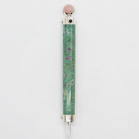 Verdant Heart Wand - Ruby Fuchsite Rose Quartz Crystal Ball top - 23cm