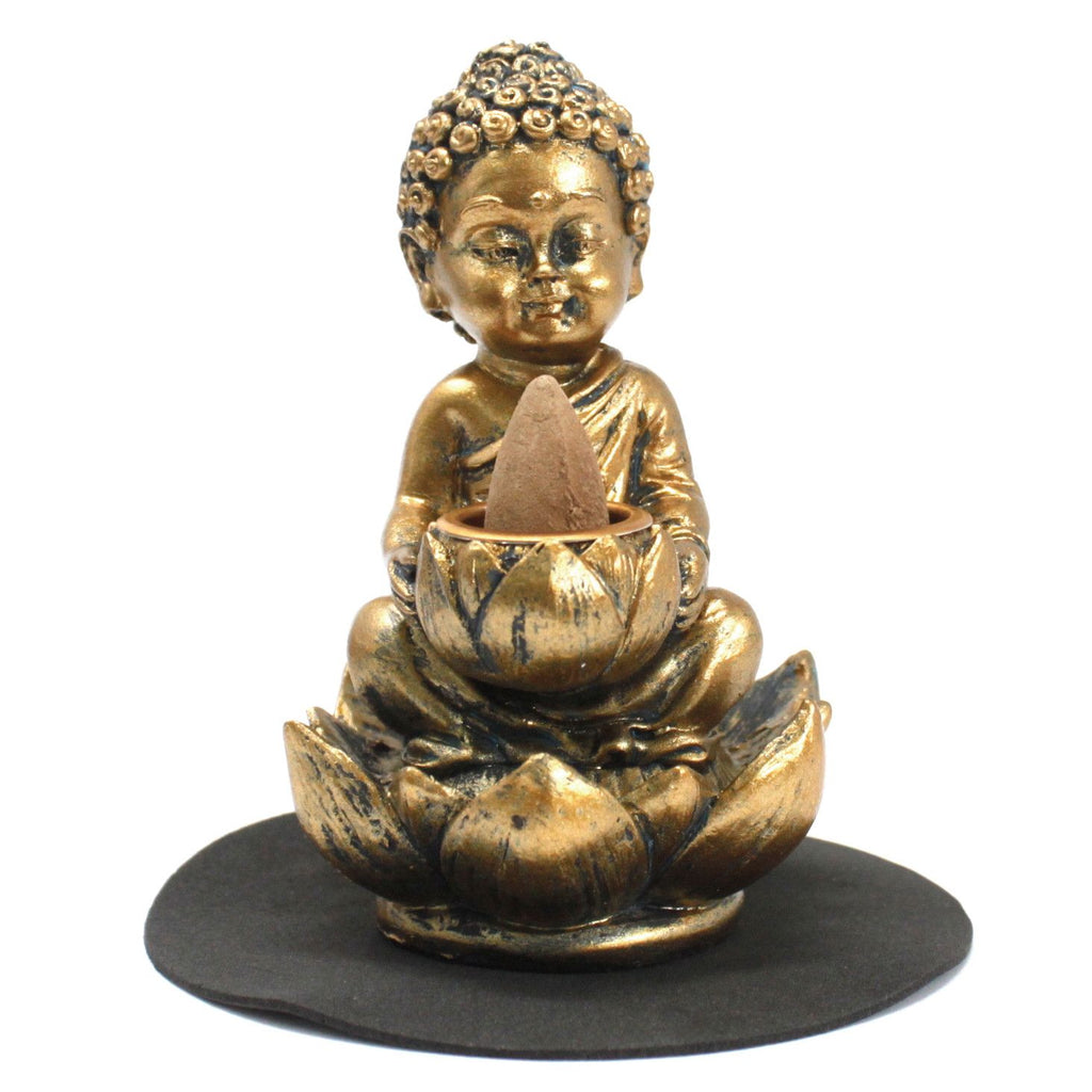 Buddha and Lotus Backflow Incense Burner for Tranquil Spaces