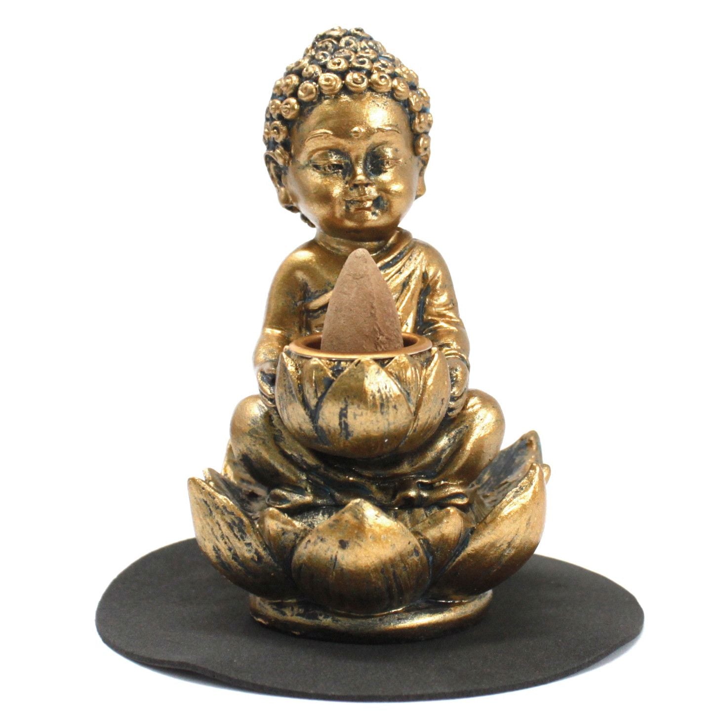 Buddha and Lotus Backflow Incense Burner for Tranquil Spaces