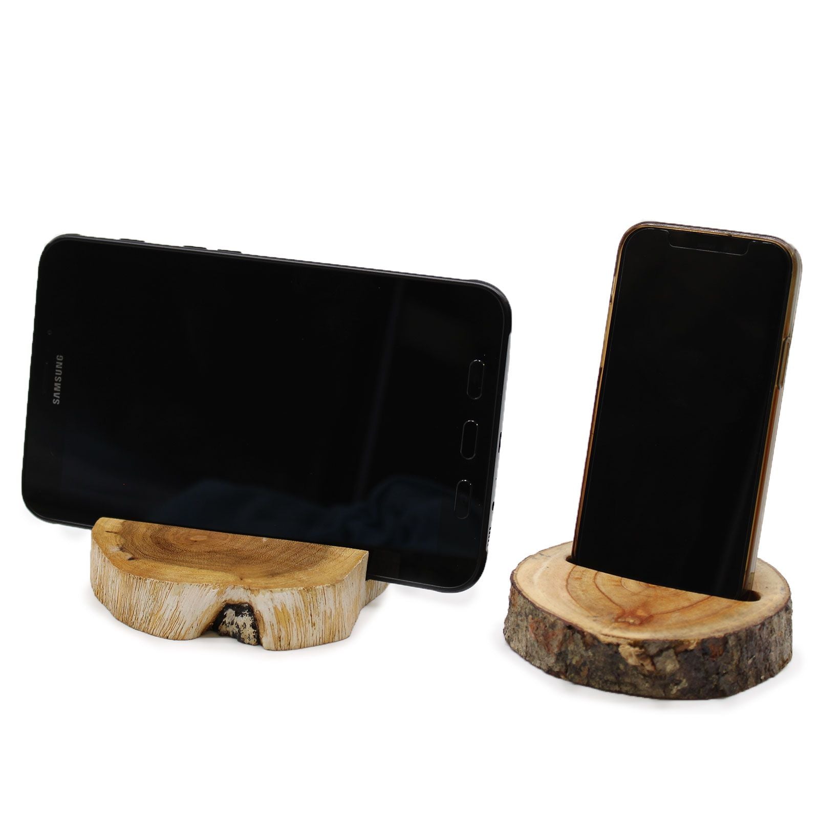 Lrg Gamal Wood Phone Holder with Whitewash Finish for Modern Decor