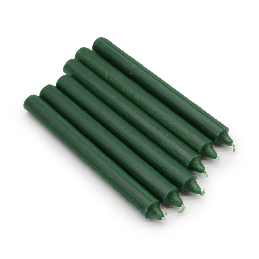 Solid Colour Dinner Candles Rustic Holly Green Pack of 5 for Dining