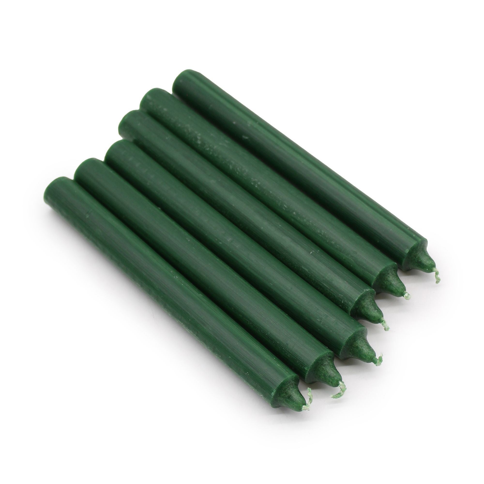 Solid Colour Dinner Candles Rustic Holly Green Pack of 5 for Dining