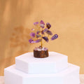 Mini Amethyst Gemstone Tree on Wood Base with 15 Stones