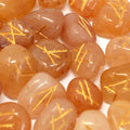 Runes Stone Set in Pouch of Yellow Aventurine for Collectors