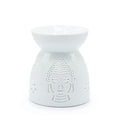 Oil Burner Buddha Cut Out White Ceramic for Home Fragrance