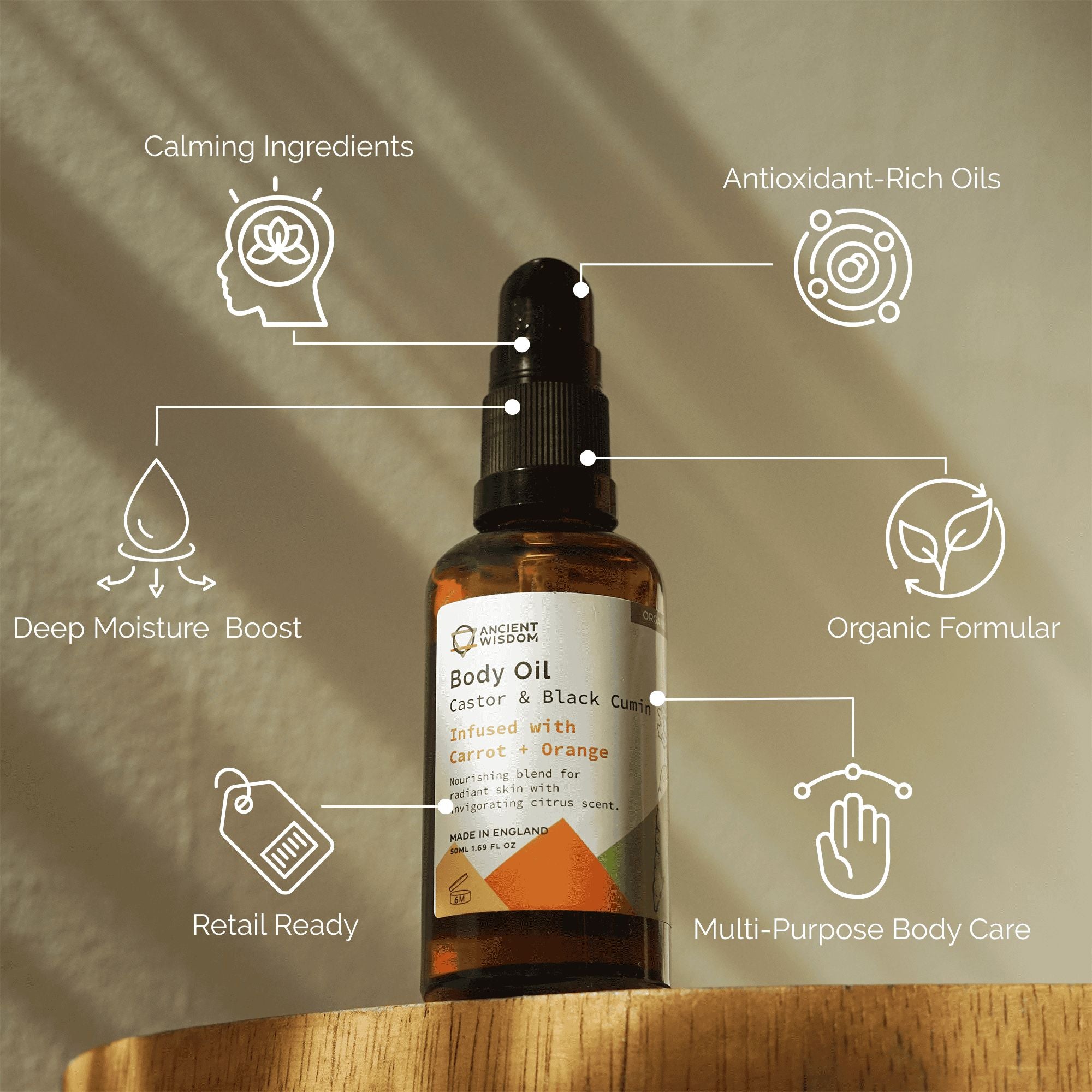Organic Body Oil 50ml Carrot and Orange for Deep Hydration