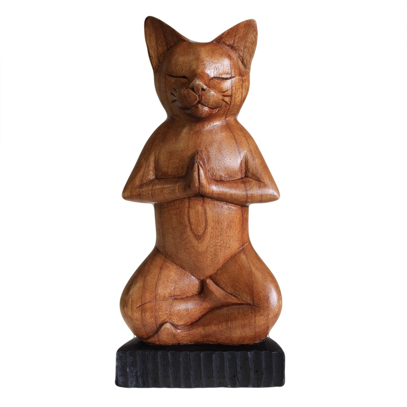 Handcarved Yoga Cats Unique Wooden Home Decor for Yoga Lovers