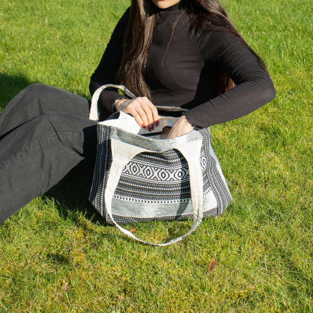 Nomad Sari Jacquard Natural Wander Muse Bag for Everyday Use
