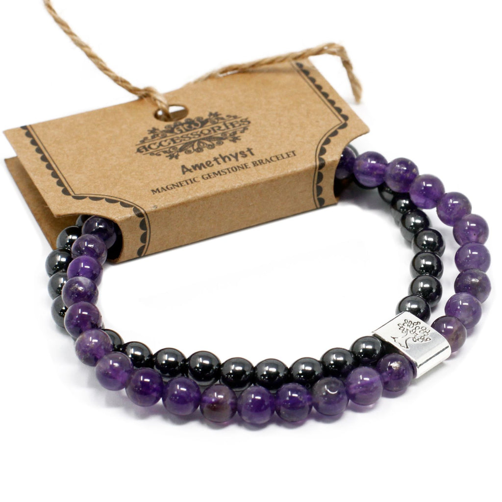 Magnetic Amethyst Gemstone Bracelet with Elegant Style Appeal