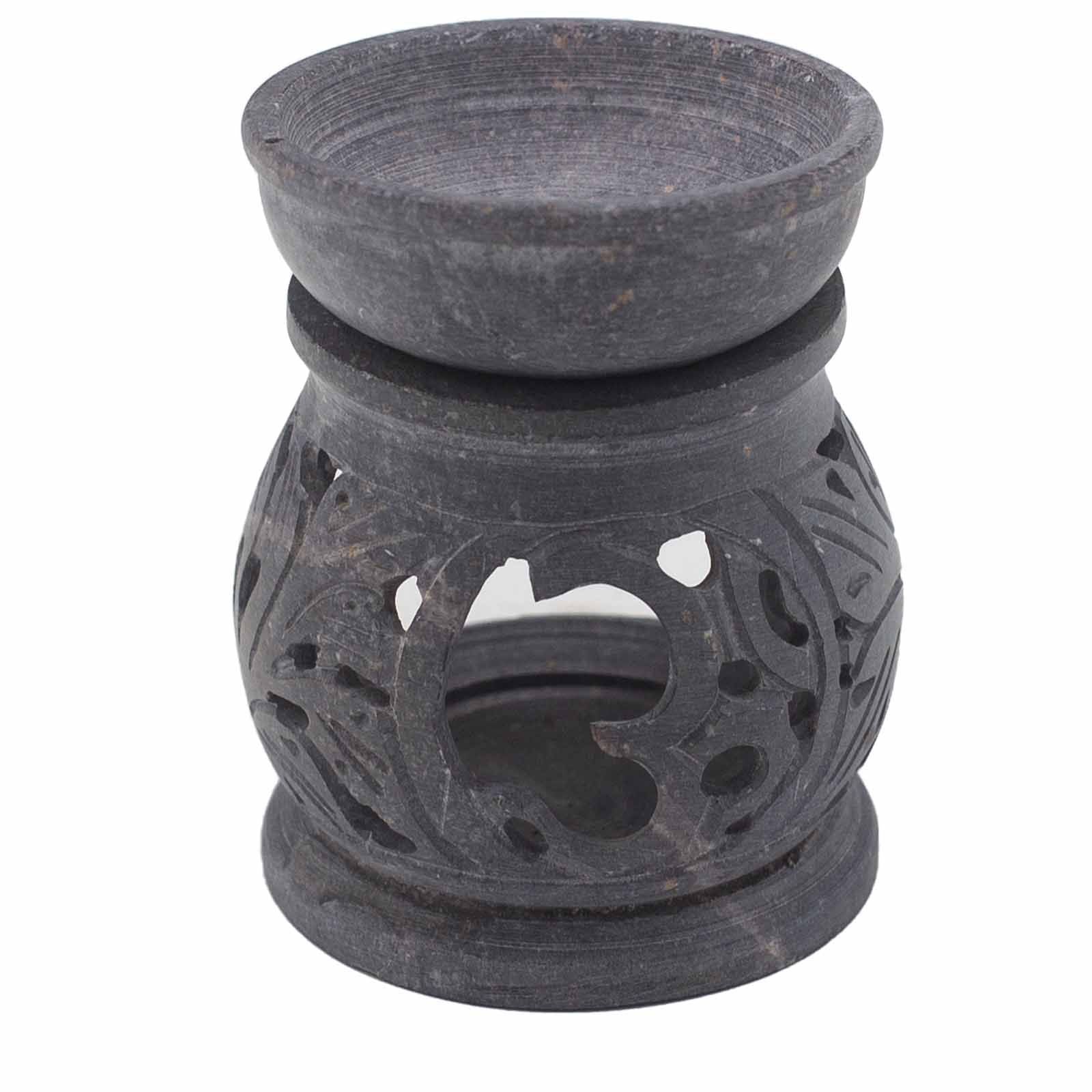 Small Soapstone Oil Burner 8cm with Om Symbol for Aromatherapy