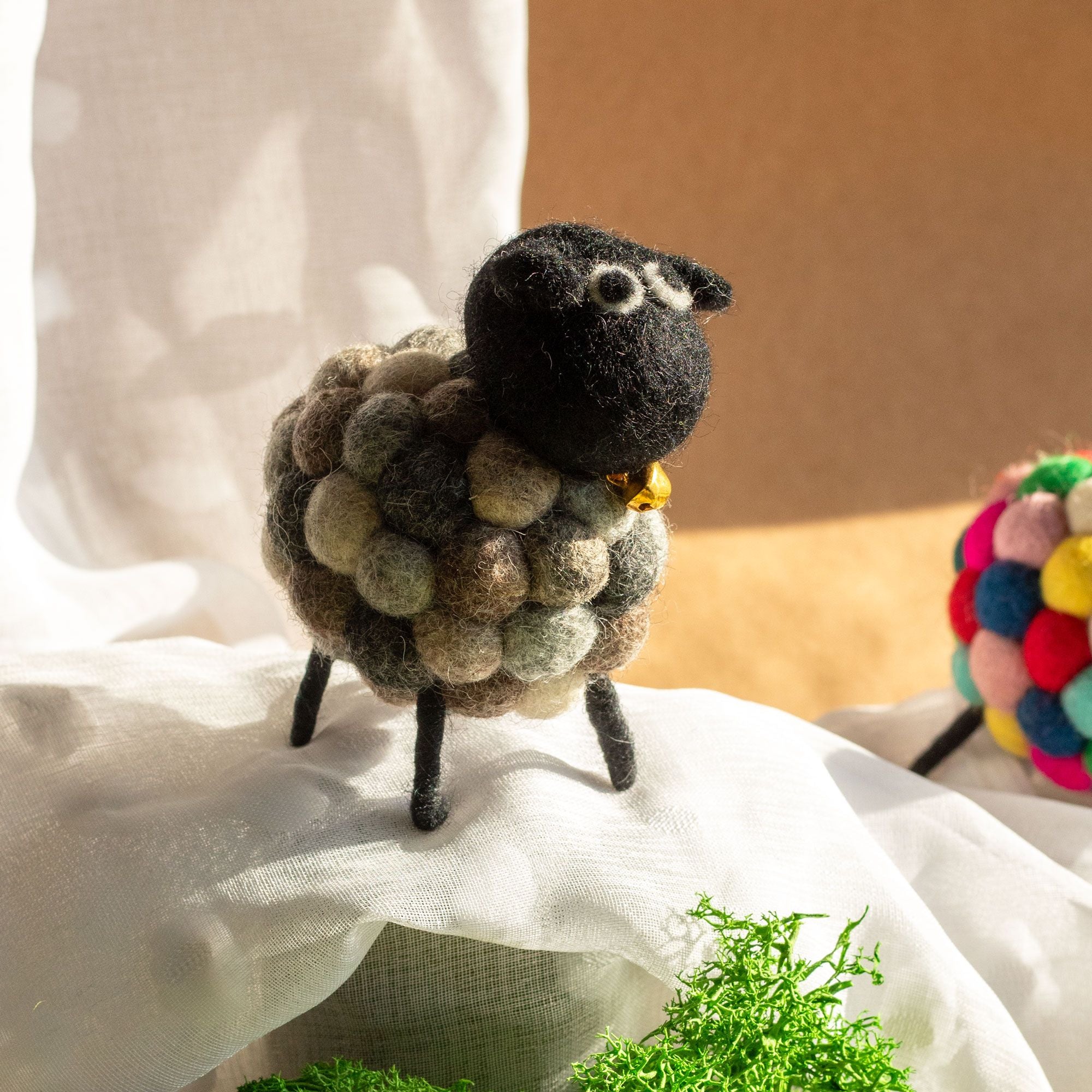 Little Felt Sheep Multi Greys Adorable Rustic Home Decor Piece