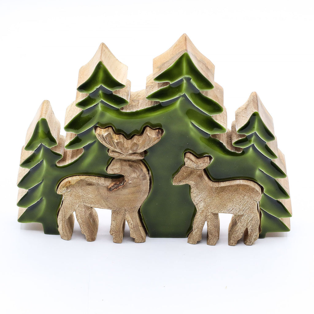 Lost in the Forest Two Deer 3D Wooden Decoration for Home Decor