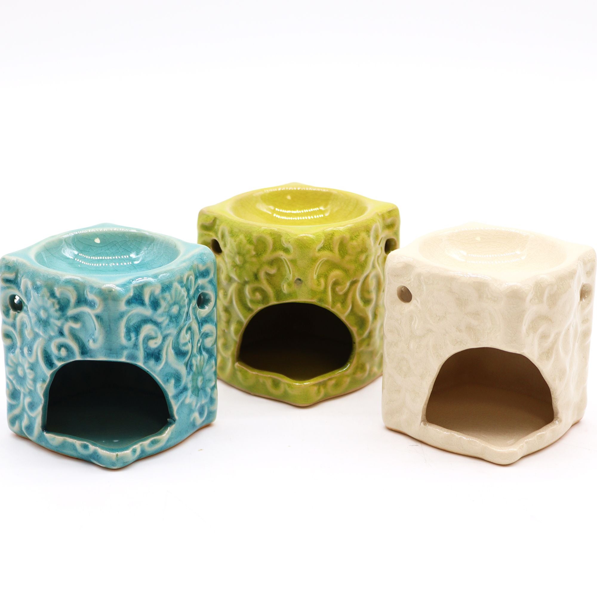 Classic Small Square Floral Oil Burners for Home Fragrance Use