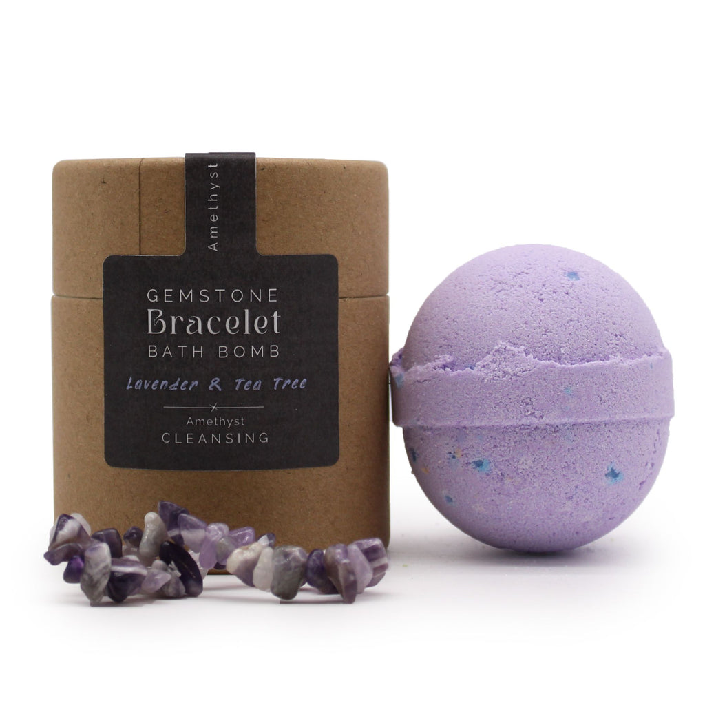 Amethyst Gem Bracelet Bath Bomb with Lavender and Tea Tree