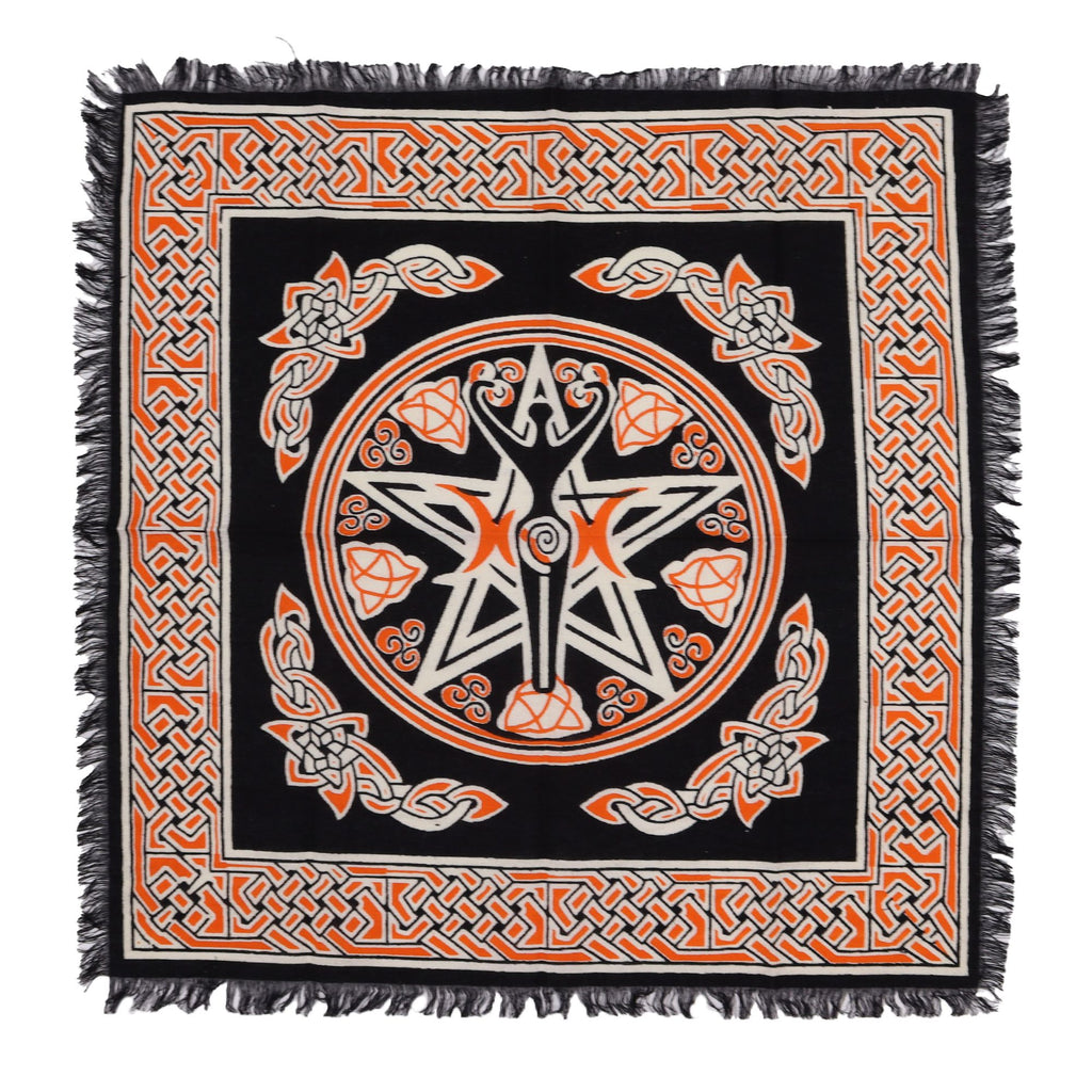 Esoteric Fringed Altar Cloth Earth Mother for Spiritual Spaces