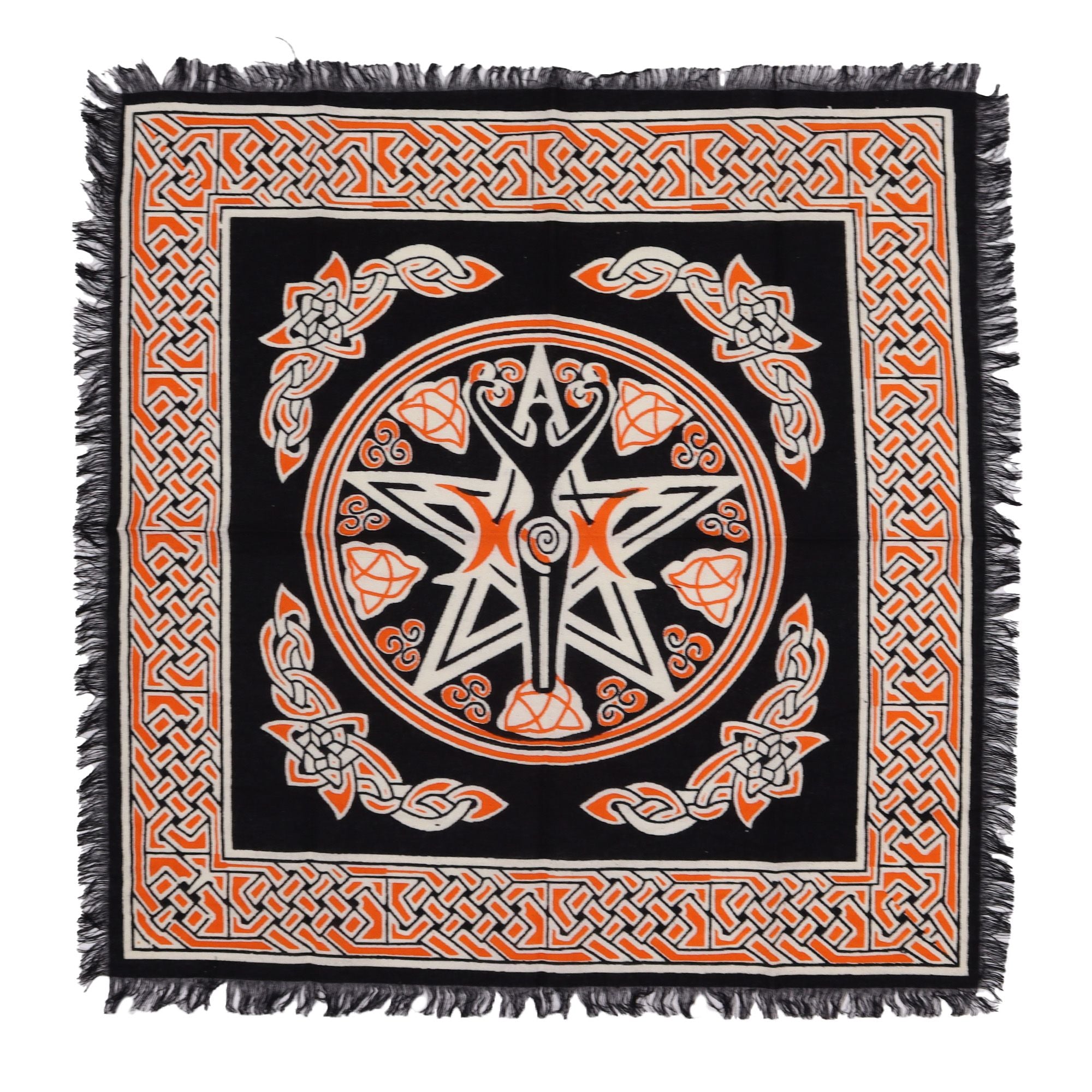 Esoteric Fringed Altar Cloth Earth Mother for Spiritual Spaces