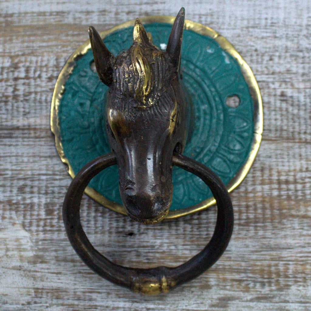 Brass Door Knocker Horses Head Classic Design for Timeless Decor