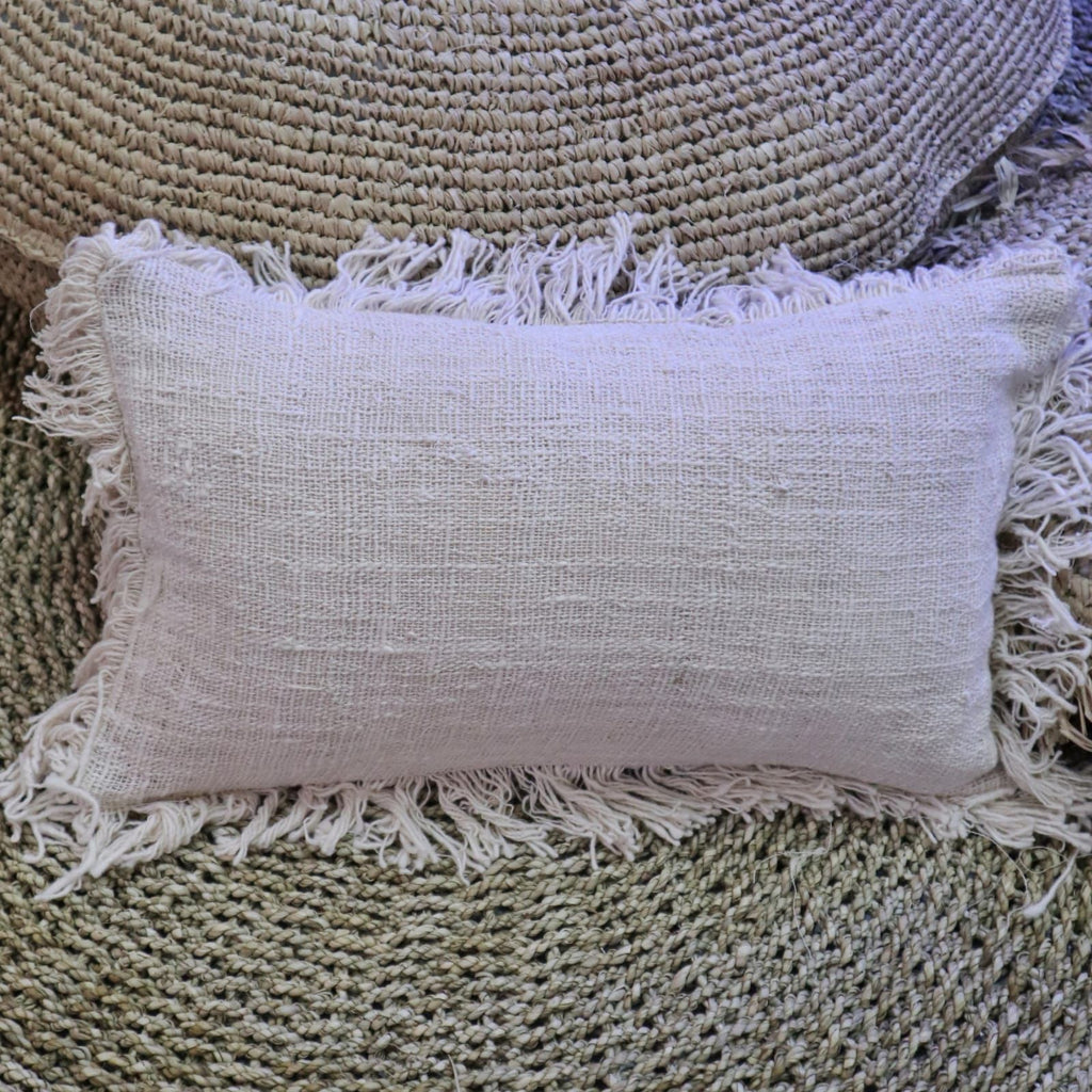 Linen Cushion Cover 30x50cm with Fringe for Stylish Home Decor