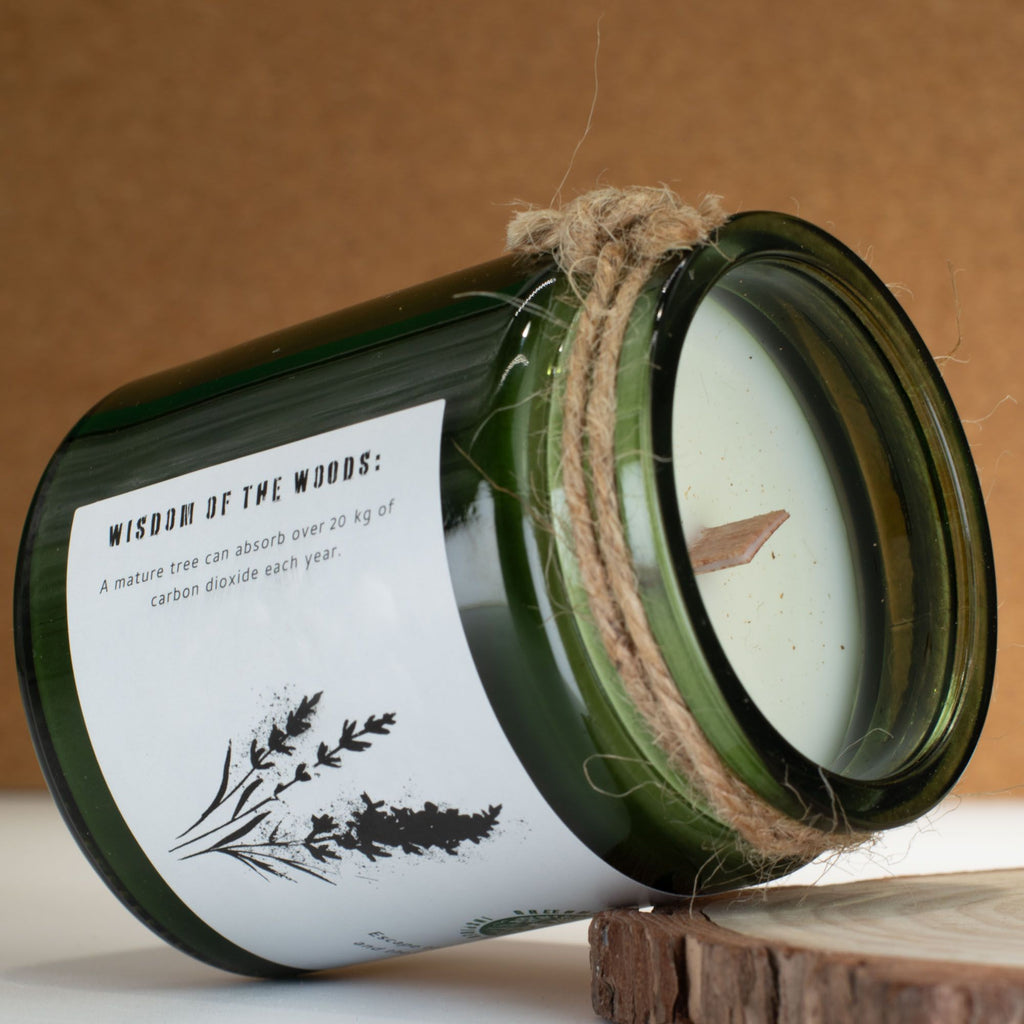 Greenman Woodwick Soy Candle Wild Lavender in Green Glass Jar