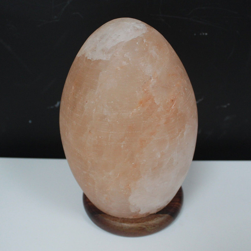 Himalayan Salt Lamp Egg with Wooden Base for Unique Home Decor