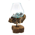 Molten Glass on Wood Medium Bowl with Stand for Home Decor