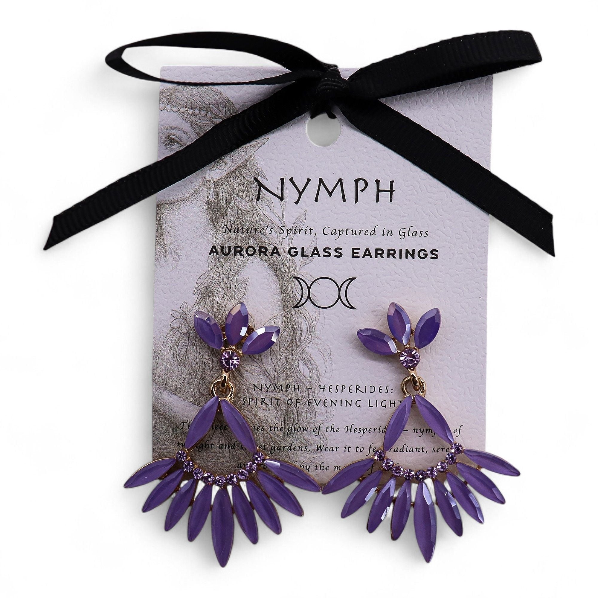 Lavender Vintage Glass Long Drop Earrings for Elegant Style