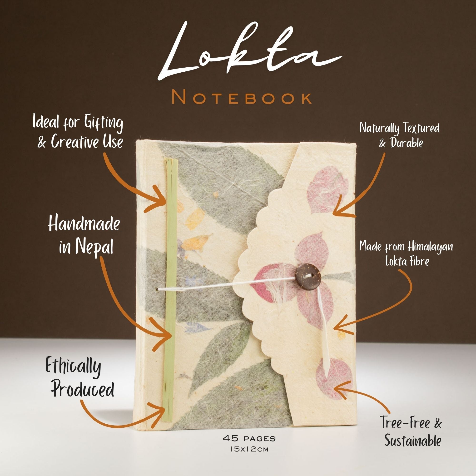 Lokta Bougainvillea Notebook Medium with 45 Unlined Pages