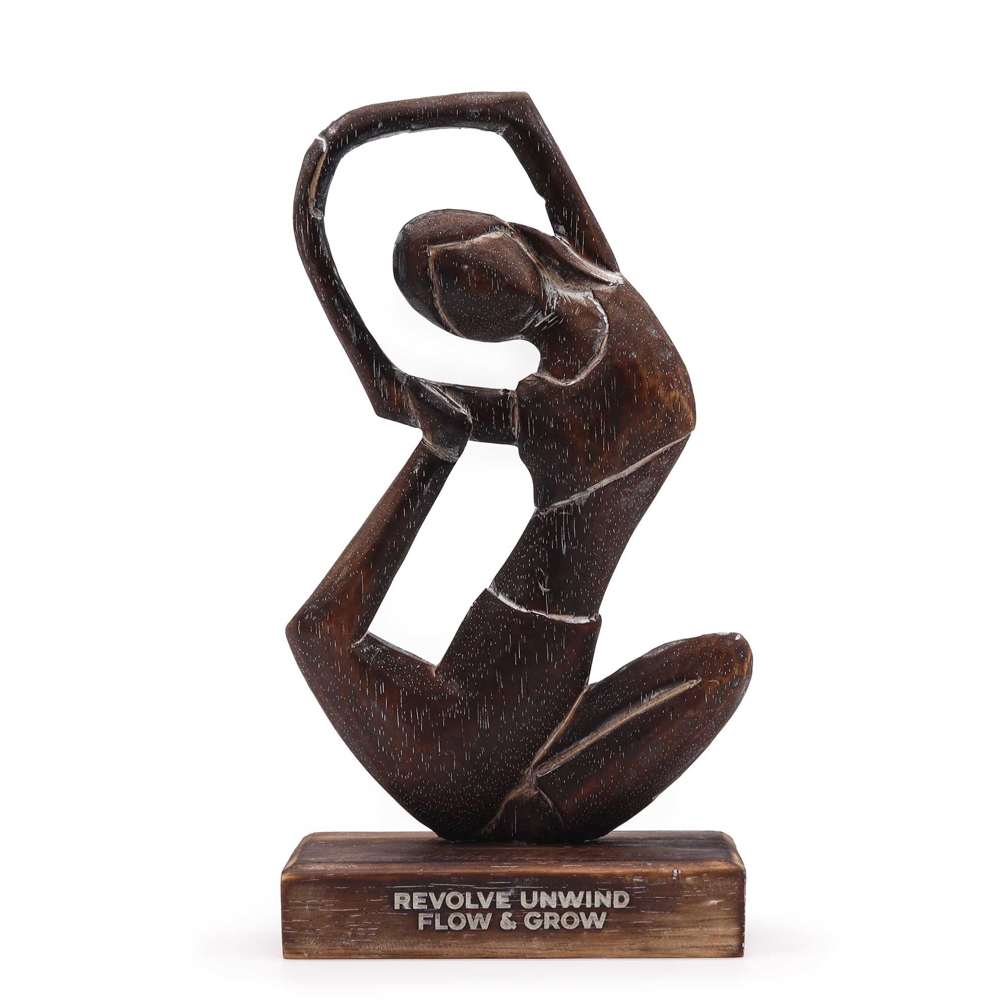 Wooden Yoga Lady Antique Revolved Pose for Home Decor Display