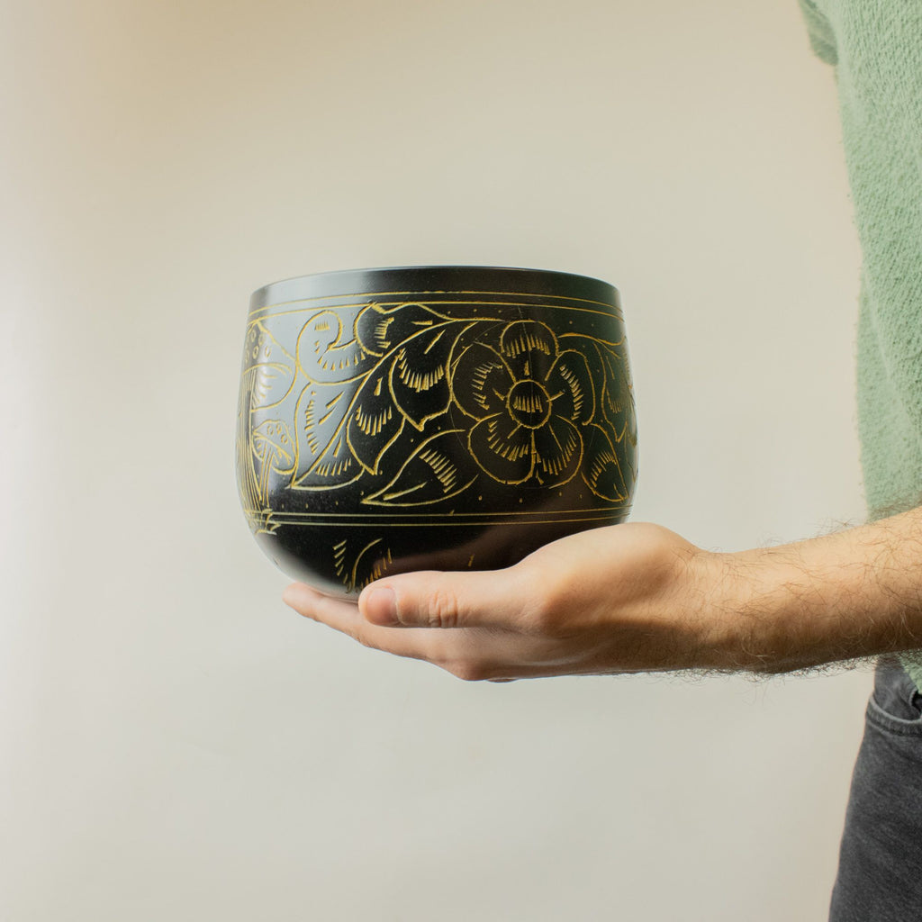 Magic Mushroom Cauldron Singing Bowl in Yellow 15cm Unique Design