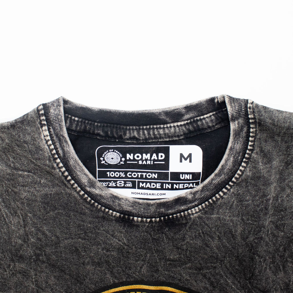 Nomad Sari Stonewashed Cotton T Shirt Rebel Charcoal Medium Size