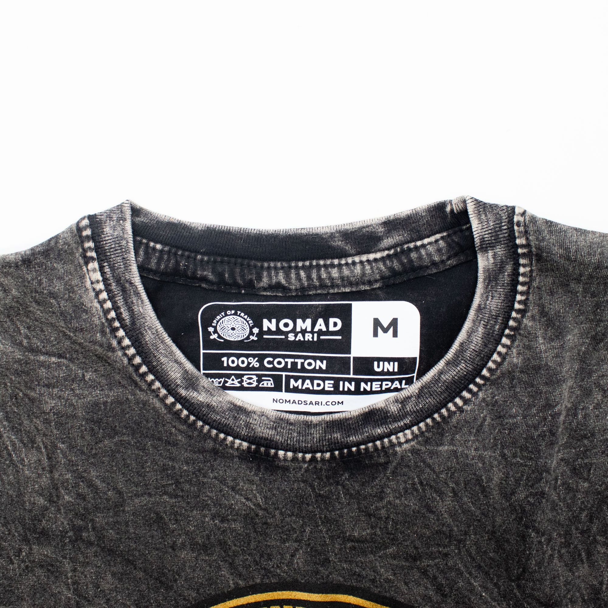 Nomad Sari Stonewashed Cotton T Shirt Rebel Charcoal Medium Size
