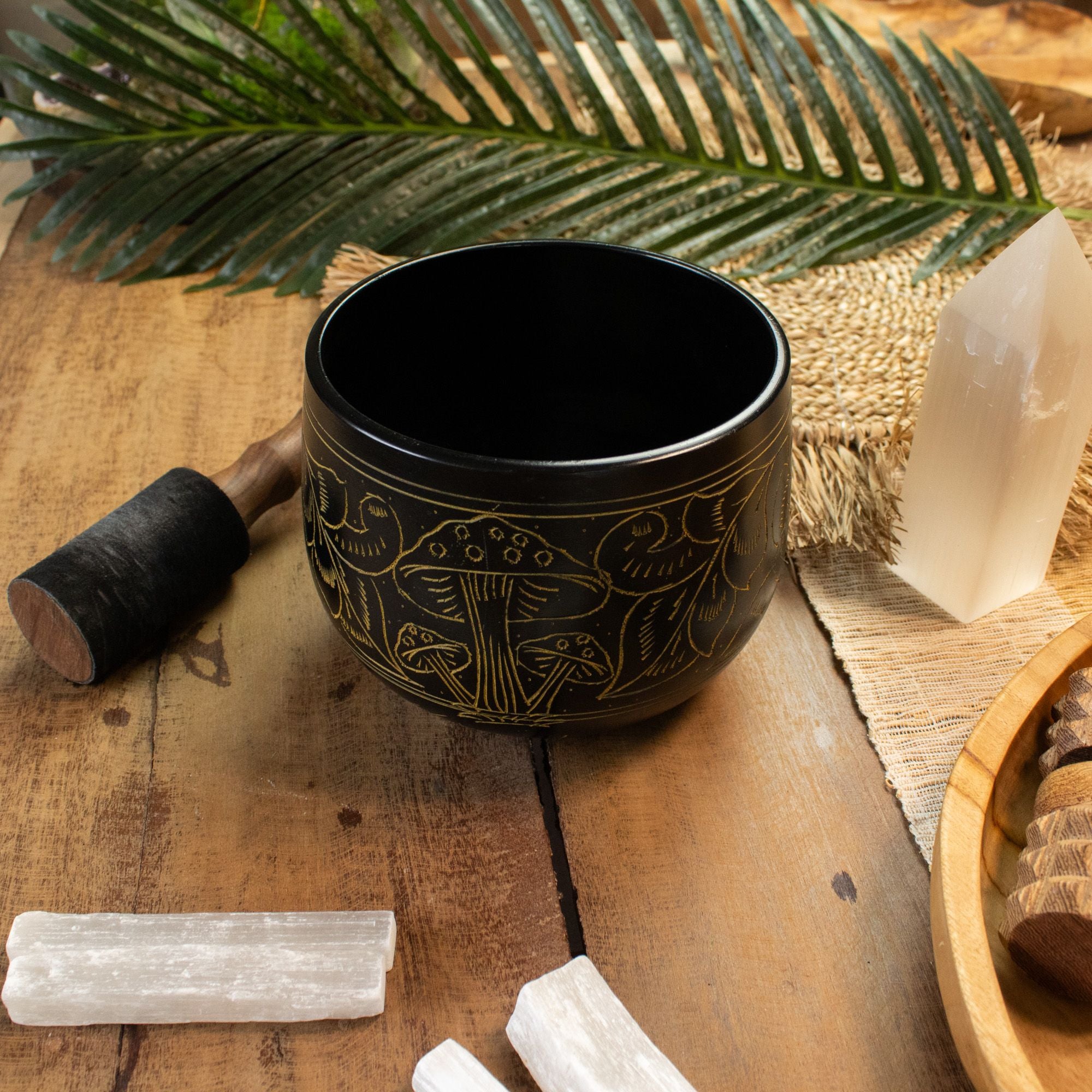 Magic Mushroom Cauldron Singing Bowl in Yellow 15cm Unique Design