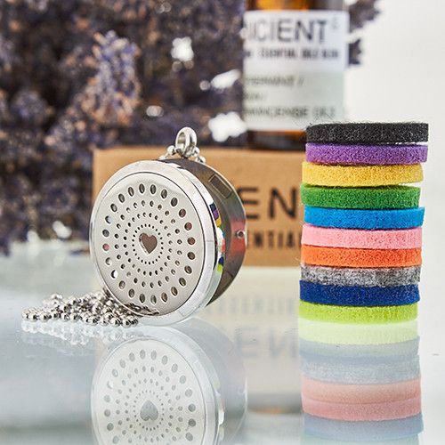 Aromatherapy Diffuser Necklace Heart Design with Sparkling Diamonds