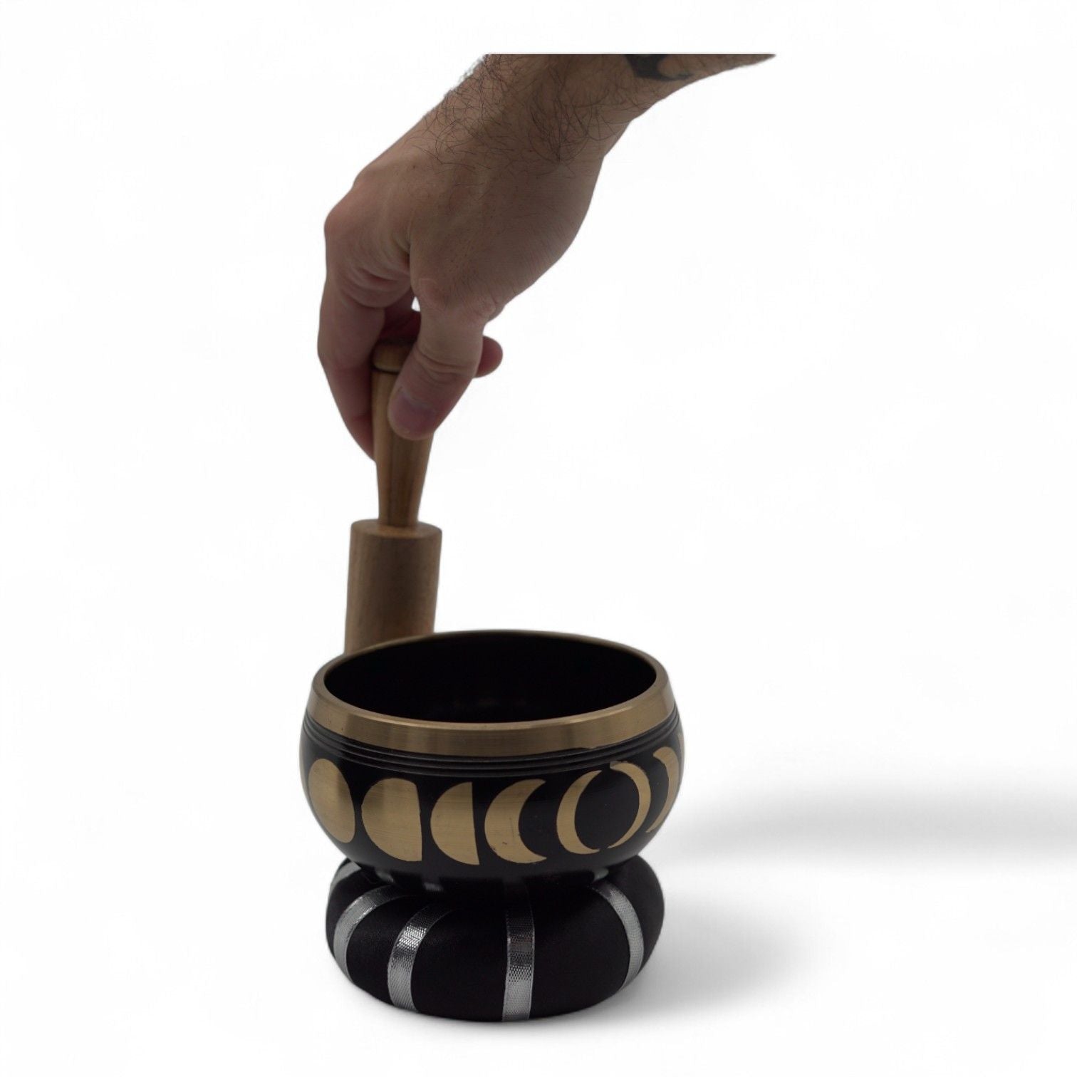 Moon Phase Singing Bowl Set in Black with Wooden Striker Included