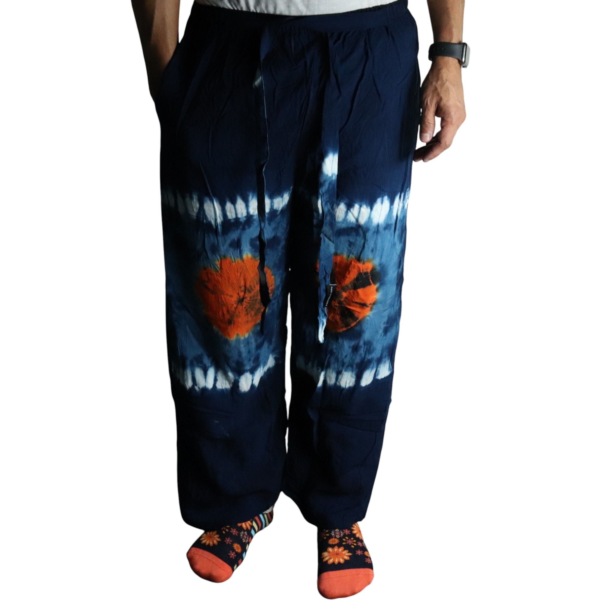 Japanese Style Lounge Pants in Teal and Orange for Comfort