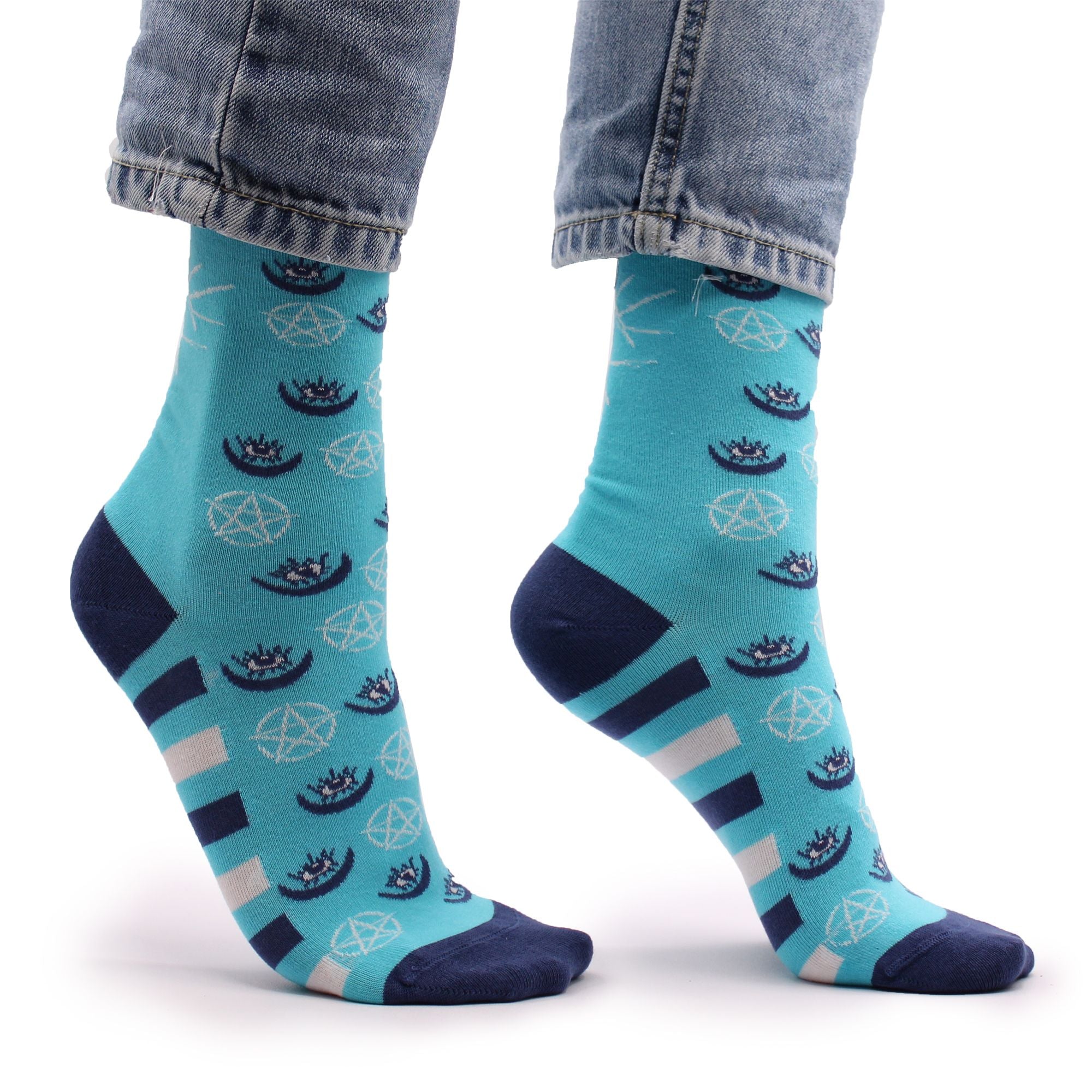 Hop Hare Bamboo Socks S/M with Pentagram and Evil Eye Design