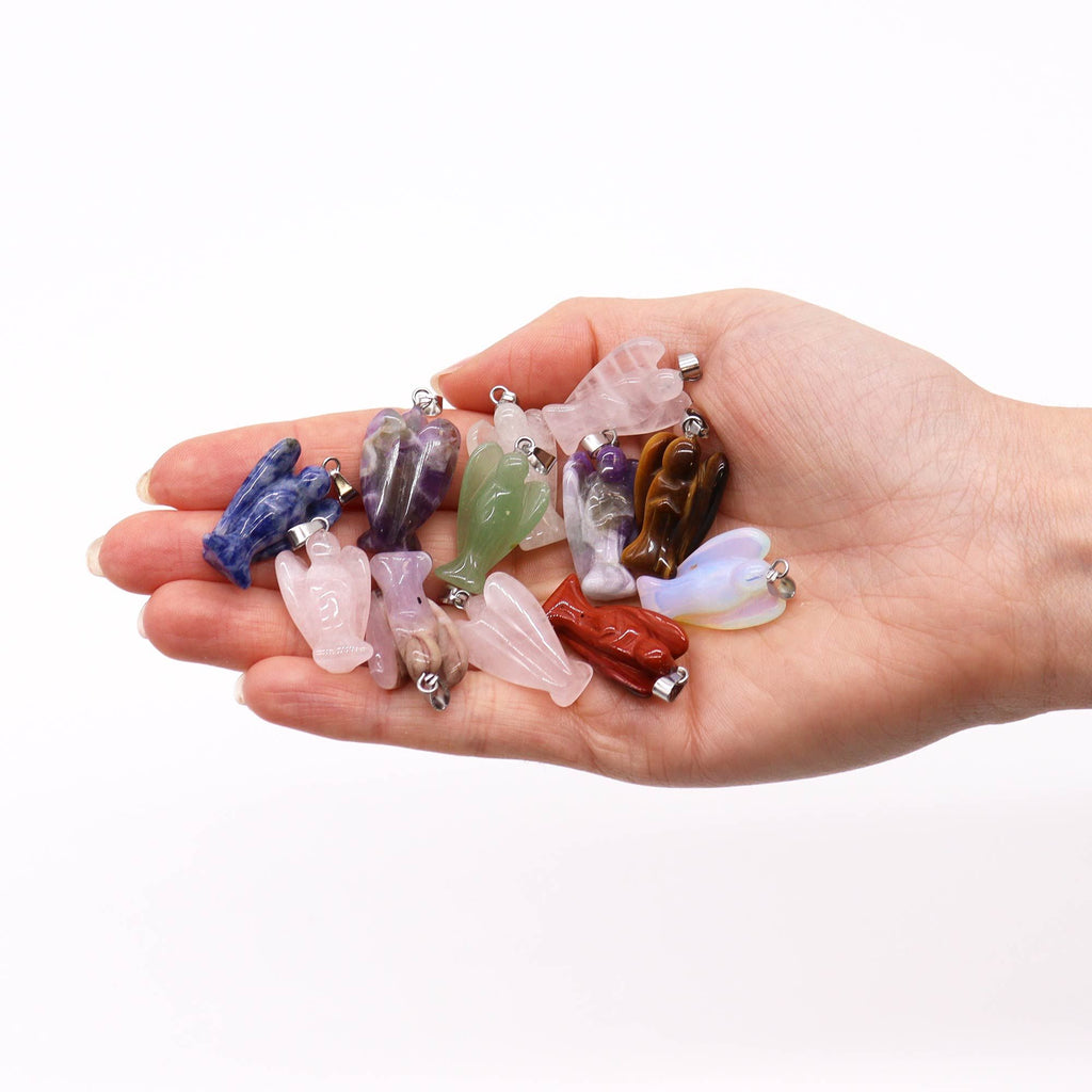 Gemstone Mini Angels Pendants Set of 12 Assorted Designs