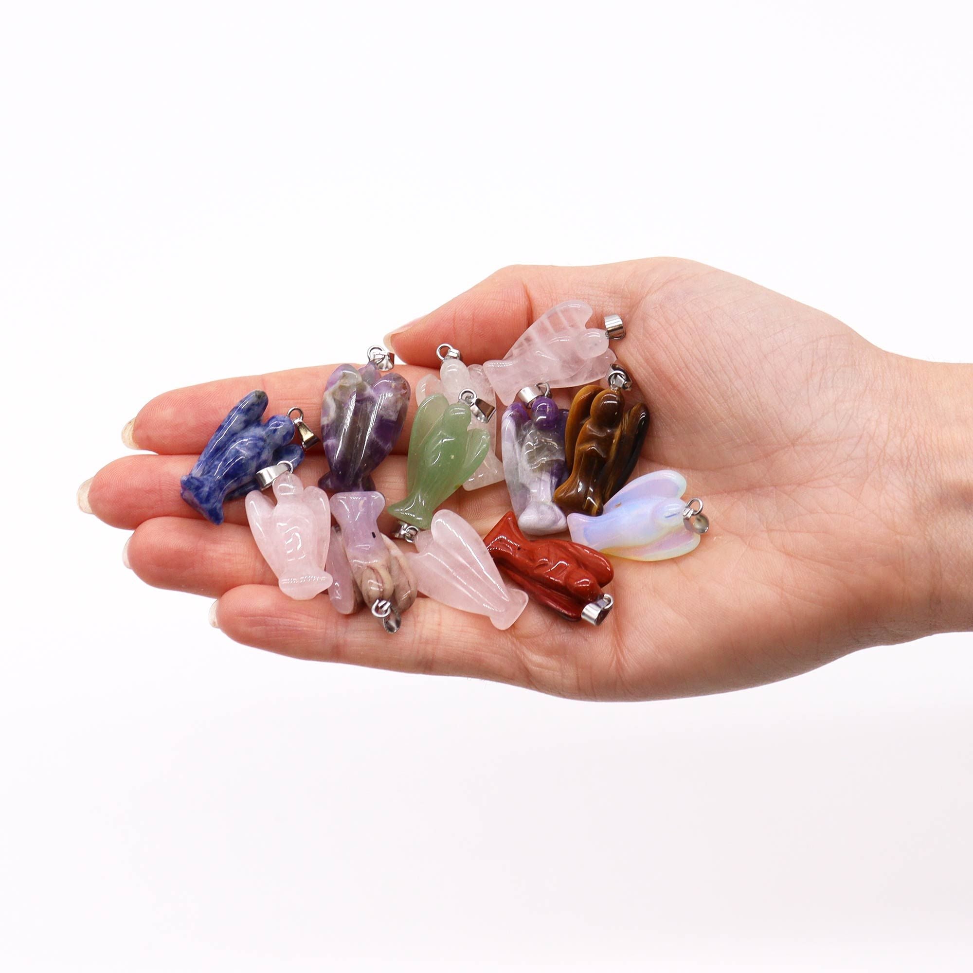 Gemstone Mini Angels Pendants Set of 12 Assorted Designs