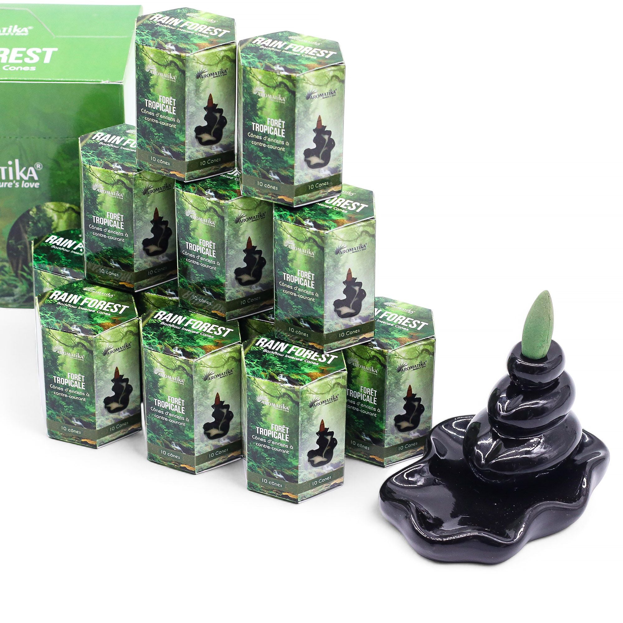 Pack of 10 Masala Backflow Incense Cones with Rain Forest Aroma