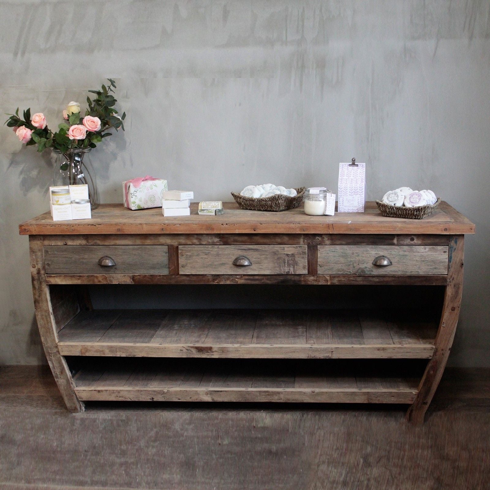 Centerpiece Recycled Wood Table for Stylish Home Storage Solutions