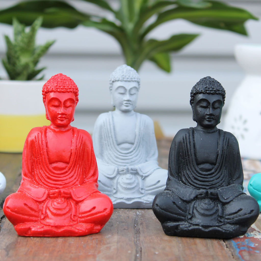 Matt Mini Buddha Statues in Assorted Colours for Home Decor