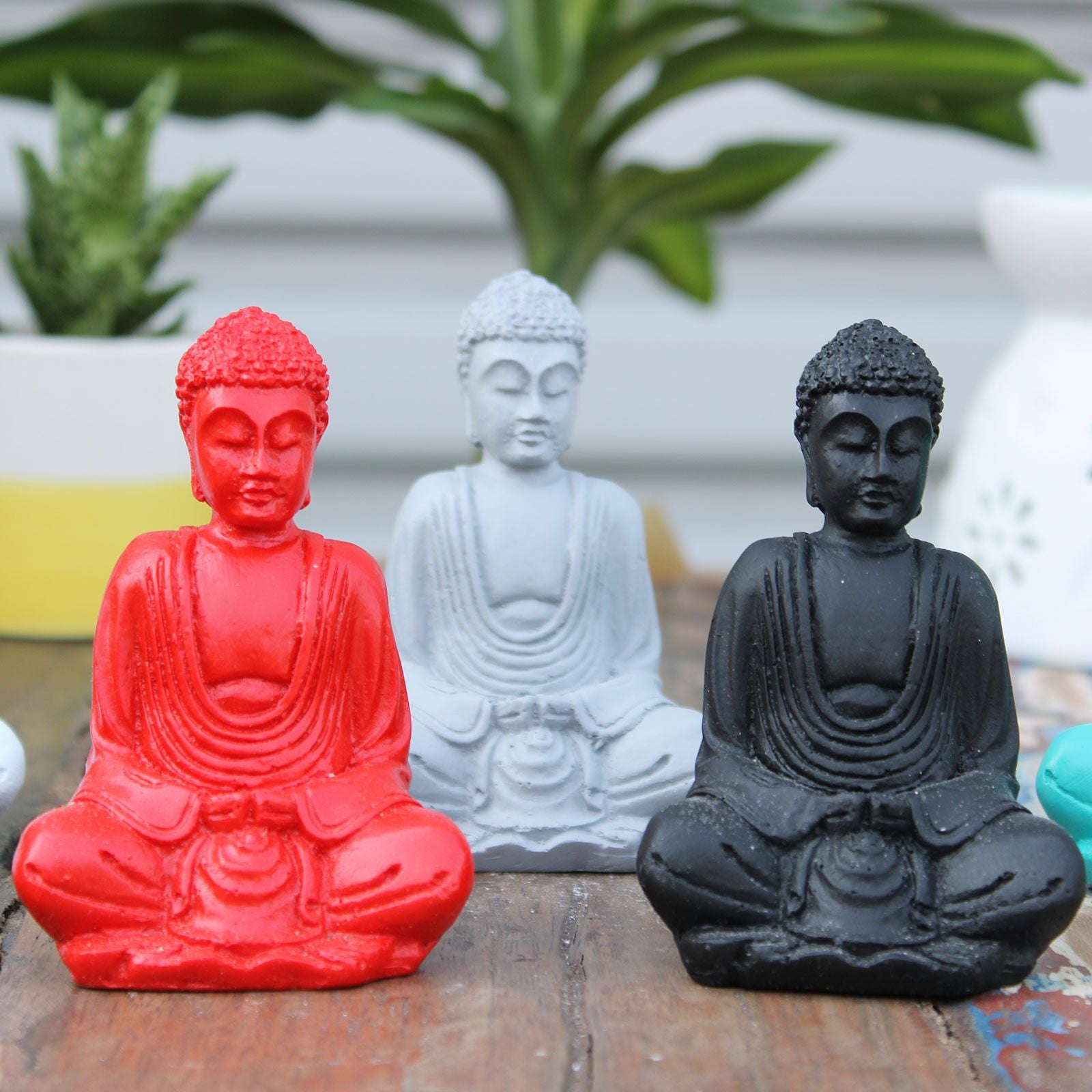 Matt Mini Buddha Statues in Assorted Colours for Home Decor
