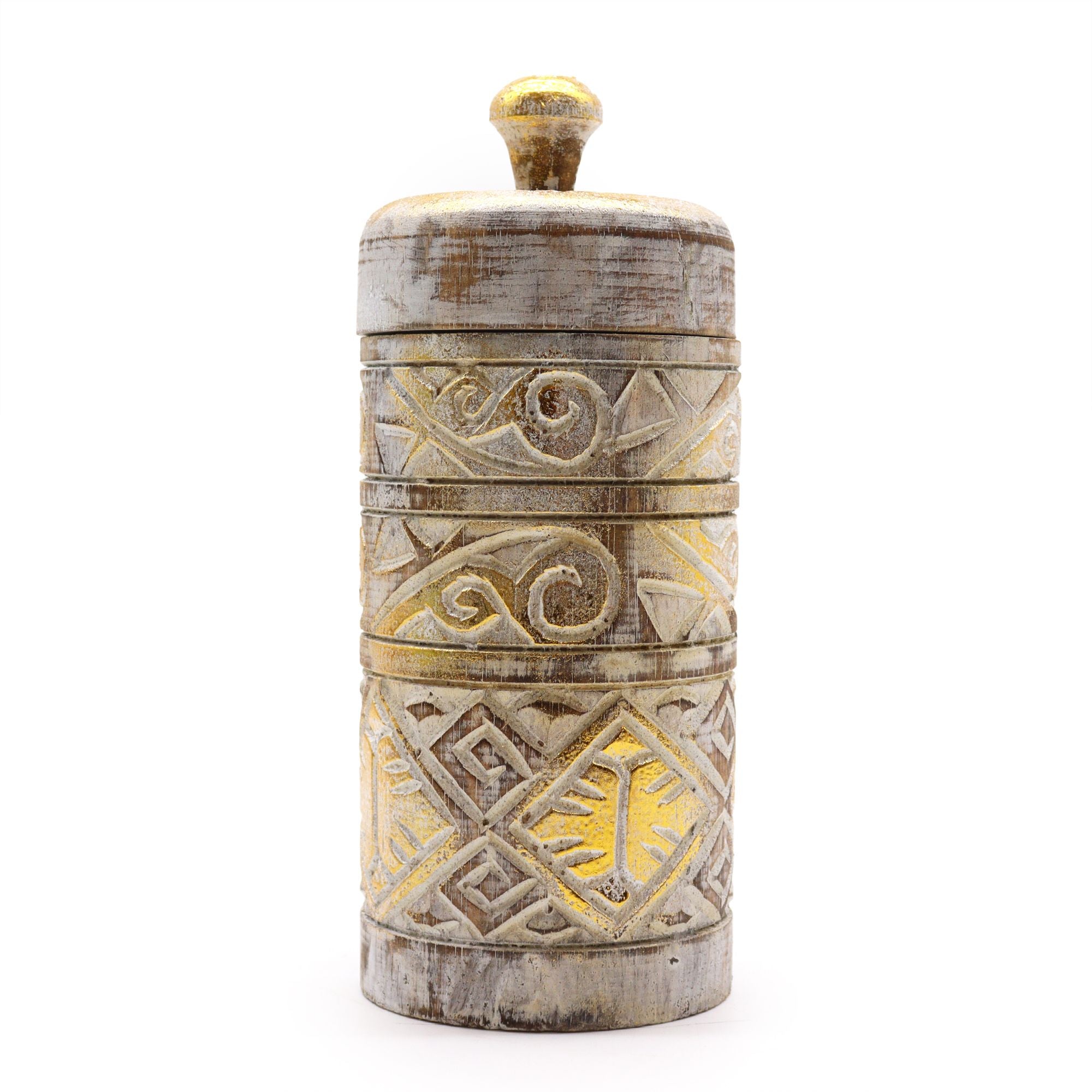 White and Gold Tall Container for Elegant Storage Solutions