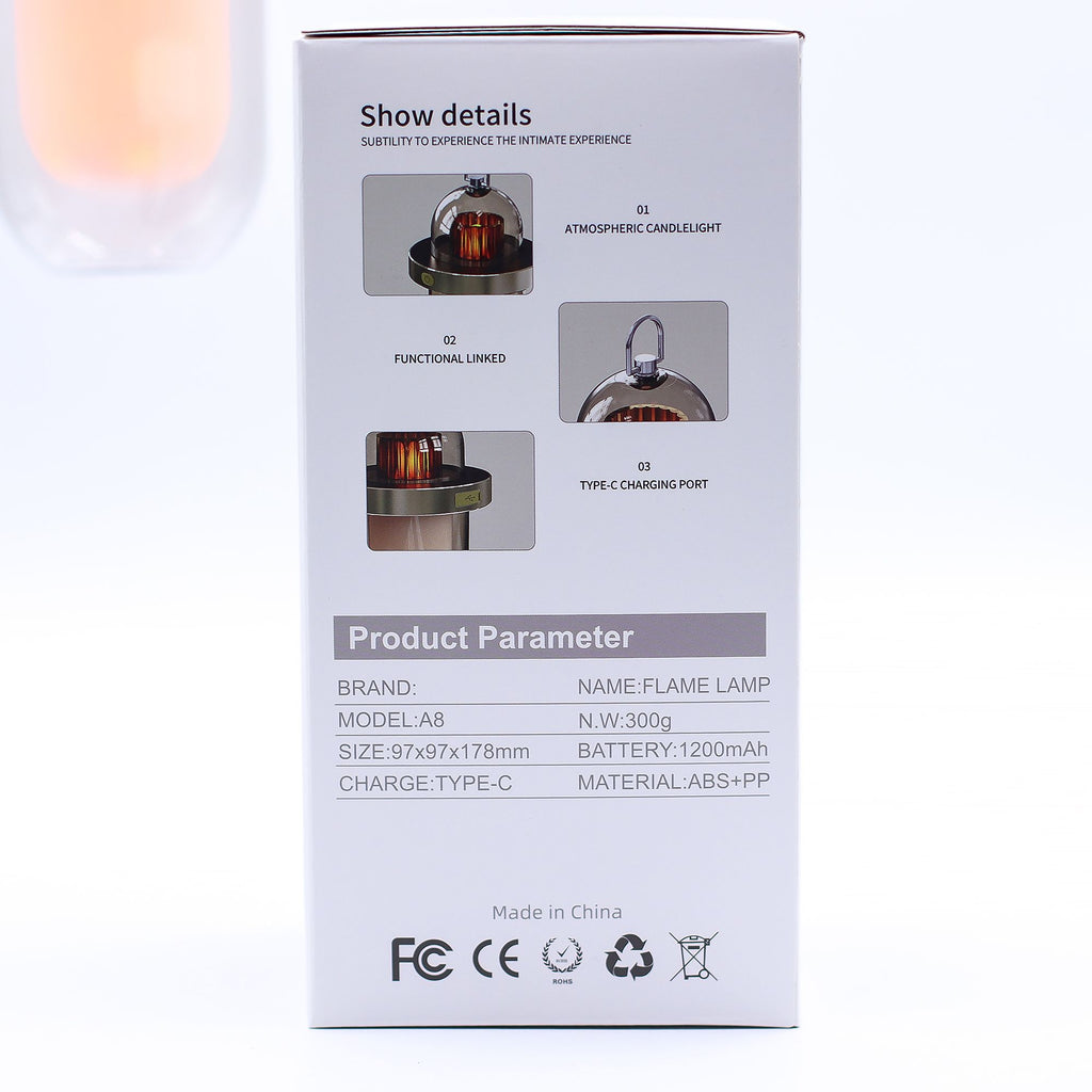 Outdoor Flame Effect Lamp with USB C Rechargeable Multi Colour Light