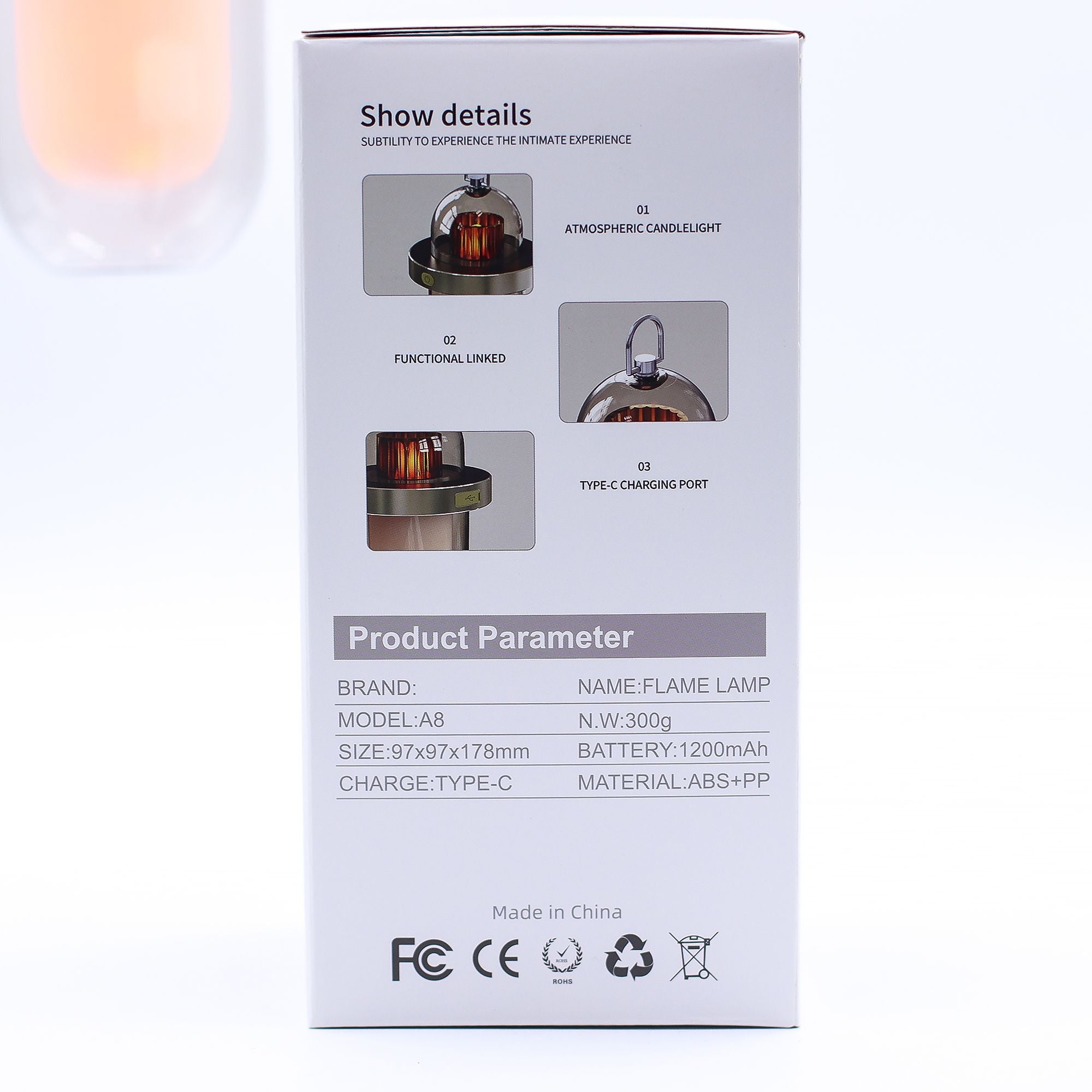 Outdoor Flame Effect Lamp with USB C Rechargeable Multi Colour Light