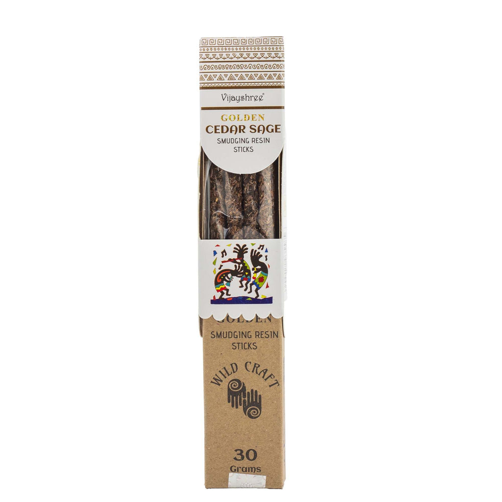 Golden Cedar Sage Smudging Resin Sticks in Illustrated Box 30g