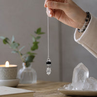 Shadow Seer - Double Power Pendulum - Obsidian Globe - Clear Quartz Double Terminated
