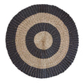 Round Seagrass Black and Tan Circles Rug for Modern Home Decor
