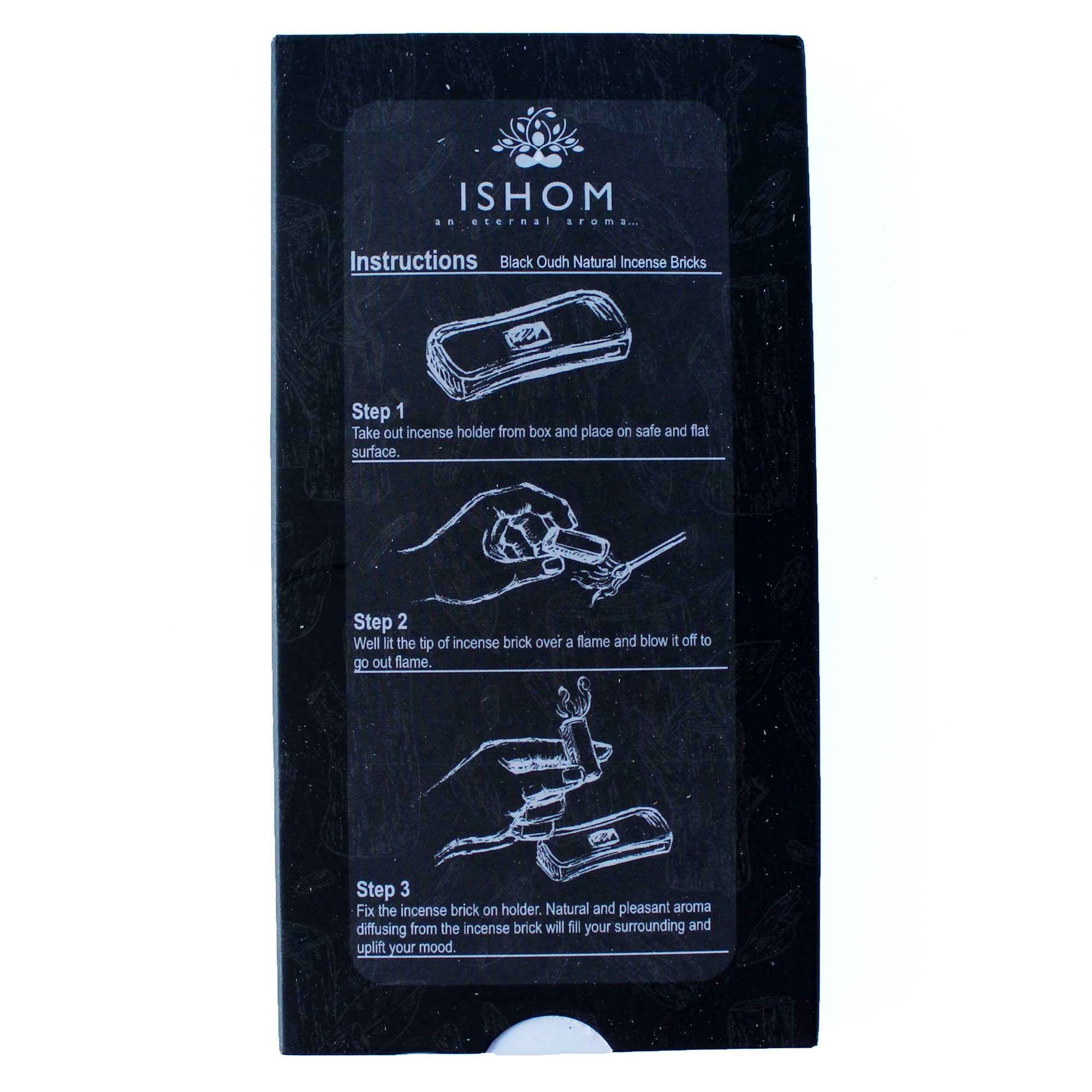 Pack of 15 Natural Incense Smudge Bricks and Burner Black Wood